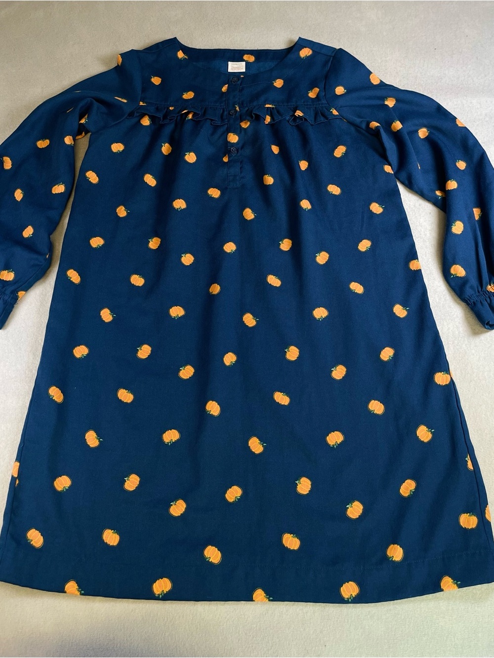 Crewcuts J Crew Girls Navy Blue Pumpkin Print Ruffle Size L (10-11)